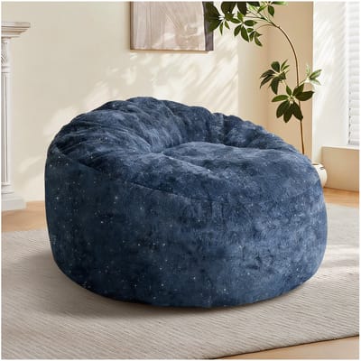 HAUSS SPOLE Zitzakstoel - Hoge Rug Met Gebogen Vorm - Volledige Lichaamsondersteuning - Voor Woonkamer En Slaapkamer - Flanel Blauw