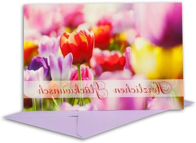 Wenskaarten met Enveloppen - Vouwkaarten Bedankkaarten - Persoonlijke Groeten - Bloemmotief Kleurrijke Tulp - DIN B6 17 x 11.5 cm