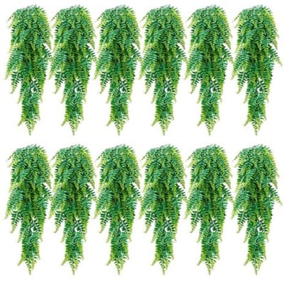VEVOR 12 stuks kunstmatige hangvarens, kunstplanten met een hanglengte van 79 cm, gemaakt van synthetische en zijden stof, UV-bestendige kunstmatige Bostonvarens voor huis-, tuin- en kantoordecoratie, zonder bloempot.