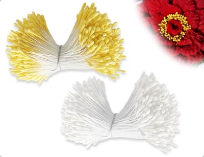 Pijpjes schoonmakers 760 stuks - Geel & wit - Kunstbloemen met parelkoppen - Perfect voor DIY knutselprojecten - SnelShoppen