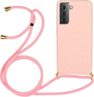Lunso - Backcover hoes met koord - Geschikt voor Samsung Galaxy S21 Plus / S21+- Roze
