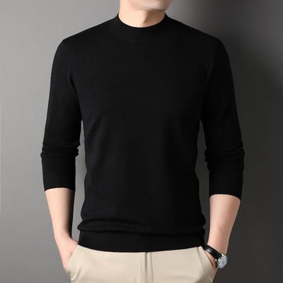 Trui Heren Lente en Herfst Casual Jonge en Middelbare Leeftijd Heren Trui Heren T-shirt met Lange Mouwen Halfhoge Basis Top XXXXL