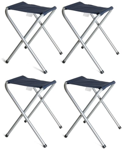 Gerimport Opvouwbare stoel - 4x - blauw - kunststof/metaal - 35 x 38 cm - klapstoel camping
