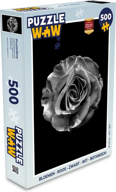 Puzzel Bloemen - Roos - Zwart - Wit - Botanisch - Legpuzzel - Puzzel 500 stukjes