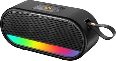 Draagbare Bluetooth Speaker met Krachtige Bas, IPX6 Waterdicht en LED Licht