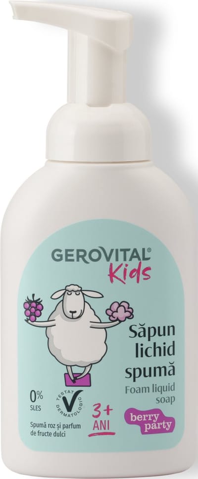 Gerovital KIDS - Berry Party Roze kleur Schuimende Vloeibare Zeep - kinderen handzeep schuim - Granaatappel extract - Leeftijd 3 jaar+ - 300ml | KIDS