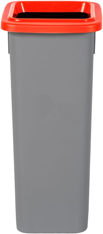 Plafor Fit Bin, Prullenbak voor afvalscheiding - 20L – Grijs/Rood - met 5 gratis stickers – recycle – afvalbak - vuilnisbak – afvalemmer – afvalscheiding – vuilnisemmer – sorteerafvalemmer – recycling – hygiënisch - kantoor - keuken