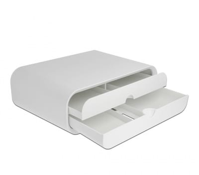 DeLOCK ergonomische monitor standaard/verhoger met 2 lades - M / wit