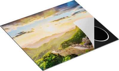 Chefcare Inductie Beschermer De Chinese Muur door de Bergen met Zon - 60x50 cm - Afdekplaat Inductie - Kookplaat Beschermer - Inductie Mat