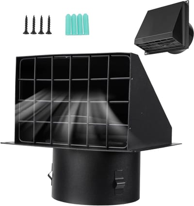 Ventilatierooster Buiten - Afzuigkap Afdekking - Lucht Afvoeren - Geïntegreerde Insectenbescherming - 100 mm - Zwart