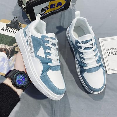 Baskets Décontractées Homme Chaussures de Skateboard Mode Designer Mocassins de Marche Respirantes Chaussures de Sport Nouvelles Chaussures Vulcanisées Blanches Homme 43 bleu