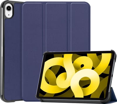 Hoes - Geschikt voor Apple iPad Air 5 (2022) - 10.9 inch - 5e Generatie - M1 - Dun & Stevig - Trifold Bookcase - Hard Cover - Hardcover Book Case - Tablet Hoesje - Donkerblauw