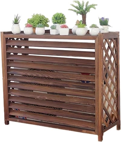 Airco Hekscherm - Buitenunit Afdekking - Tuin Decoratie - Efficiënte Luchtstroom - 85 x 35 x 75 cm - Houtskool