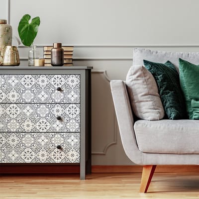 Decoratieve meubelstickers - 30 authentieke meubelstickers met cementtegelmotief AURORIA - 30 stickers 20x20cm
