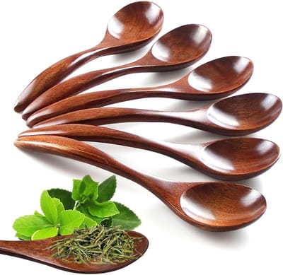 Set van 6 Kleine Houten Lepels 14.5 cm - Ideaal voor Soep, Koffie en Thee - Handgepolijst Natuurlijk Hout