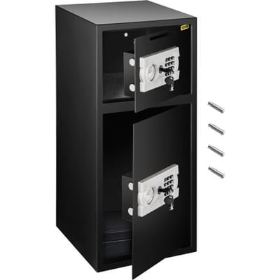 VEVOR Kluis met sleutel, elektronisch slot, 4 mm combinatieslot, 74 liter, sterke ijzeren kluis, meubelkluis met robuuste stalen constructie