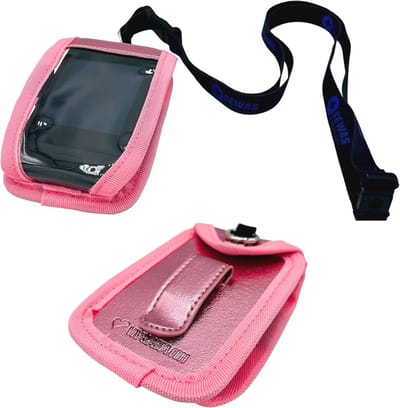 Tas voor Dexcom G6 & G7 ontvanger - schoudertas met kijkvenster en riemclip - inclusief omhangkoord - roze