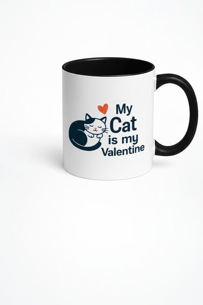 Valentijn Mok 'My Cat is my Valentine' met Schattige Slapende Kat | Cadeau Kattenliefhebber