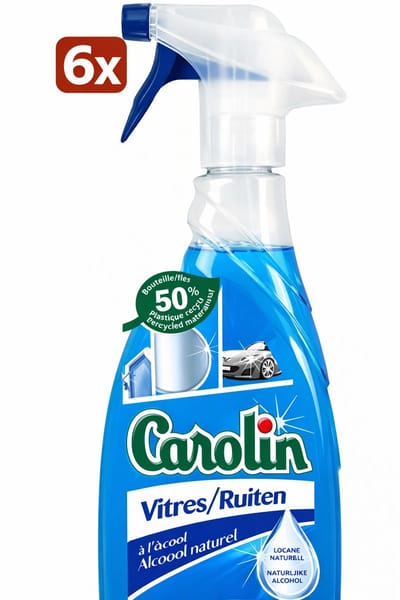 6 x Carolin - Glas- en Ruitenreiniger - Met Natuurlijke Alcohol - 650 ml - 6 stuk