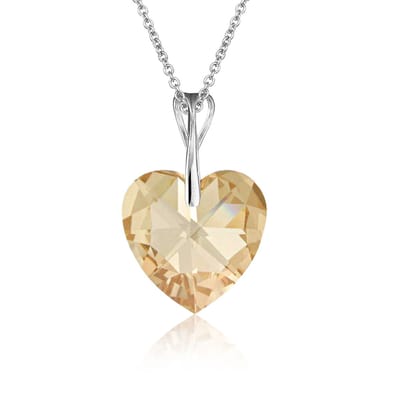 Montebello Ketting Pim HZ51 - Swarovski Hart - 925 Zilver Gerhod. - Ø14mm - 45cm