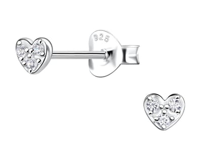 Joy|S - Zilveren mini hartjes oorbellen - 3 mm hartje - zirkonia - oorknopjes - sterling zilver 925 -t94