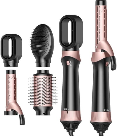 JMZR® Fohnborstel - Krulborstel - Krultang 5 in 1 - Zwart en Roze