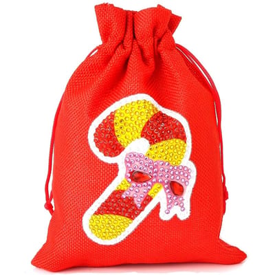 1set, Cadeau de Noël Peinture Diamant Sac Porte-Bonheur Noël Lin DIY Point Diamant 5D Sac Cadeau Sac à Bonbons, Produits Faits Main, Diamant Unique par Vous-même D
