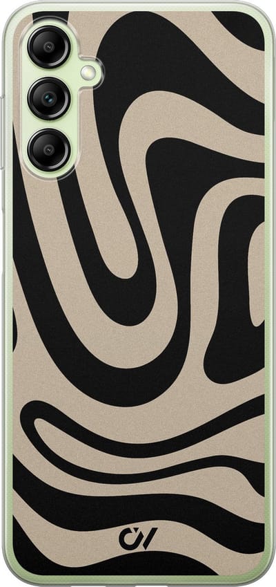 Hoesje geschikt voor Samsung Galaxy A14 5G hoesje - Abstract Black Waves - - Zwart - - Casevibes