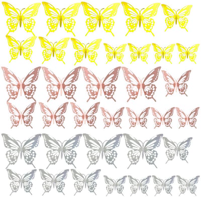 Dailygoods- Vlinder Wanddecoratie 36 Stuks - 3D Muurstickers - Verwijderbare Stickers - Decoraties voor Kinderkamer - Muurdecoratie - Hoogwaardige Lijm - Muursticker