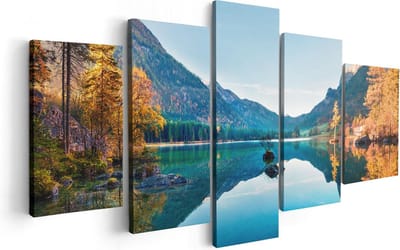 Artaza Canvas Schilderij Vijfluik Meer Met Herfstbomen - 100x50 - Foto Op Canvas - Canvas Print