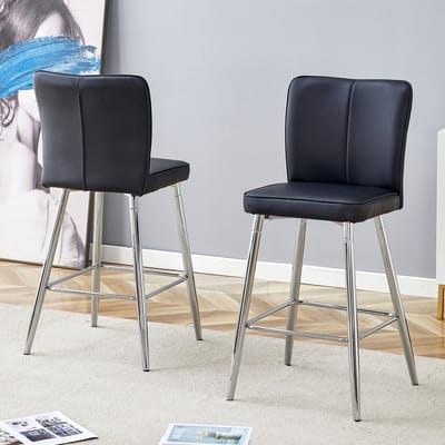 101 cm hoge zwarte barkruk van PU-materiaal, tweedelige set: ergonomische rugleuning, comfortabel en stijlvol