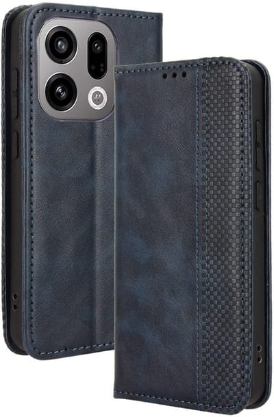 Coverup Hoesje - Geschikt voor OPPO Find X9 Hoesje - Coverup Vintage Style Book Case - Blauw
