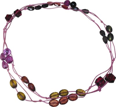 Ketting roze met diverse kleuren kralen