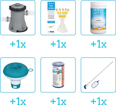 Zwembad Accessoirepakket voor Bestway Fast Set Opblaasbaar zwembad - 305x76 cm - Rond - Bestway - 57266 - 6-delig