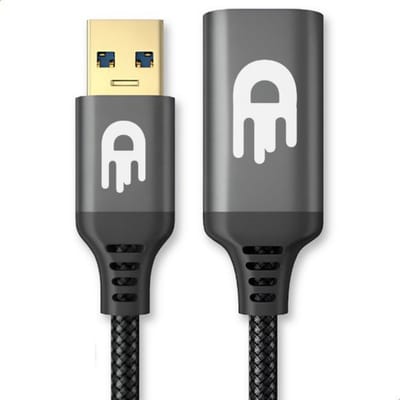 Drivv. Premium USB Verlengkabel 3.0 - Mannelijk naar Vrouwelijk - USB Data Kabel - Snelle Overdracht - 5Gbps - Nylon - 1 Meter - Zwart
