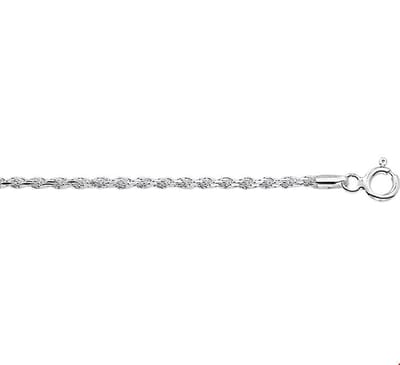 Zilveren Collier koord gediamanteerd 2 1002188 45 cm