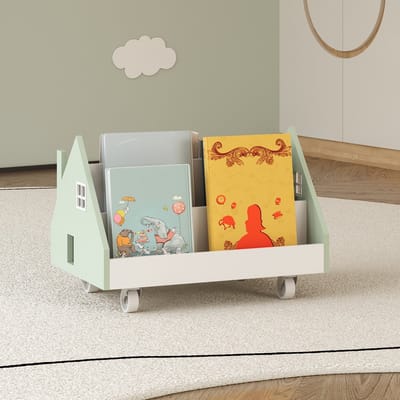 Kinderrek Vipsali mobiel huisvormig 50x33x34 cm mintgroen en wit [en.casa]