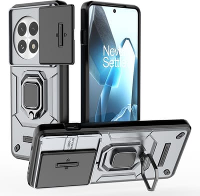 Coverup Hoesje - Geschikt voor OnePlus 13 Hoesje - Coverup Ring Kickstand Back Cover met Camera Shield - Grijs
