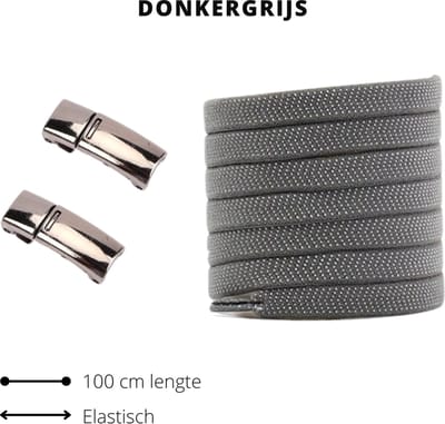 Beste Veters - Veters - Veters elastische - Veters magnetische - Schoenaccessoires - Veters 100 cm - Veters grijs
