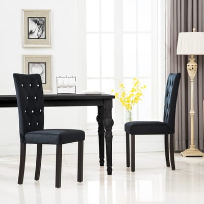 vidaXL - Eetkamerstoelen - 2 - st - fluweel - zwart