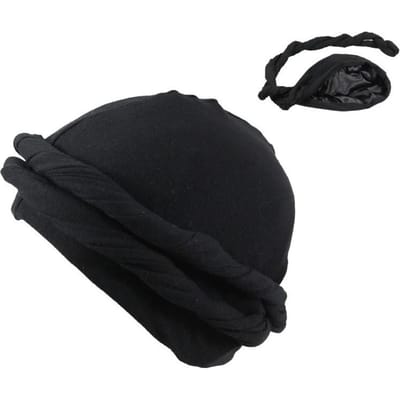 Nieuwe Elastische Mannen Turban Hoed Hoofd Moslim Satin Voering Rekbare Petten Nationale Indiase Hoofdband Pet Modieuze Hoofdband Biker Hoofdband black