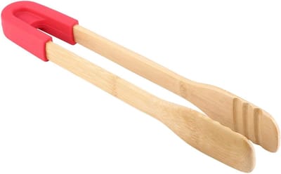 Houten BBQ Tangen voor Koken en Serveren, Ideaal voor Salades, Buffet en Grillen, Rood