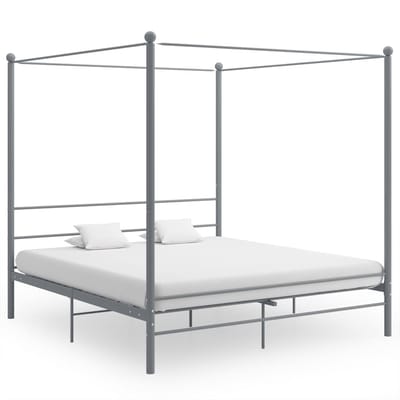 vidaXL - Hemelbedframe - metaal - grijs - 200x200 - cm