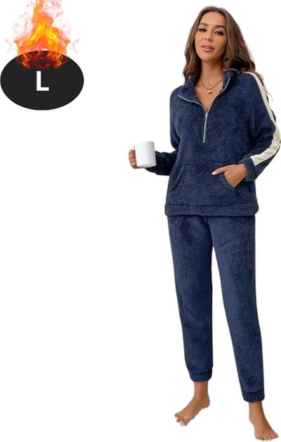 Nivard Joggingpak - Huispak - Volwassenen - Trainingspak - Comfortabel - Joggingsbroek - Tracksuit - Dames - Marineblauw - L