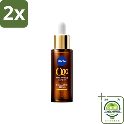 NIVEA - Gezichtsserum - Q10 Dubbele Werking Anti-Rimpel - Dubbele werking - Vermindert & voorkomt rimpels - 30 ml - Voordeelverpakking - 2 stuks - NIVEA Q10 serum - Anti-rimpel serum