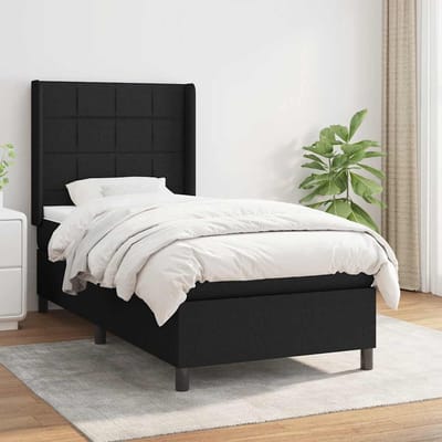 vidaXL - Boxspring - met - matras - stof - zwart - 90x190 - cm