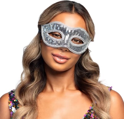 Boland - Masker Venice sequins zilver Zilver - Volwassenen - Showgirl -
