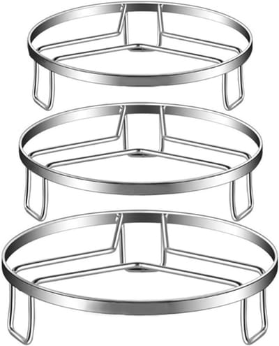 3-delige RVS Inlegrooster Set, Kookstandaard voor Binnen en Buiten, Perfect voor Camping, Picknick en BBQ