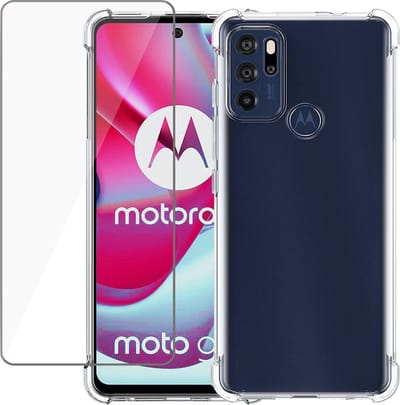 Hoesje geschikt voor Motorola Moto G60 / G60s Transparant met Screenprotector Set - Gehard Glas Tempered Glass Screen Protector