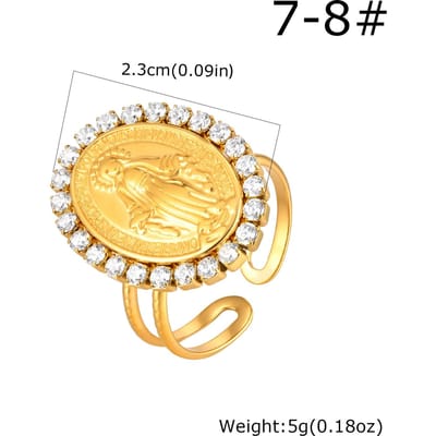 Maagd Maria Ring Ovaal Zirkoon Roestvrij Staal Katholieke Religieuze Sieraden Cadeau Voor Vrouwen Geloofsring Doopcadeau beige